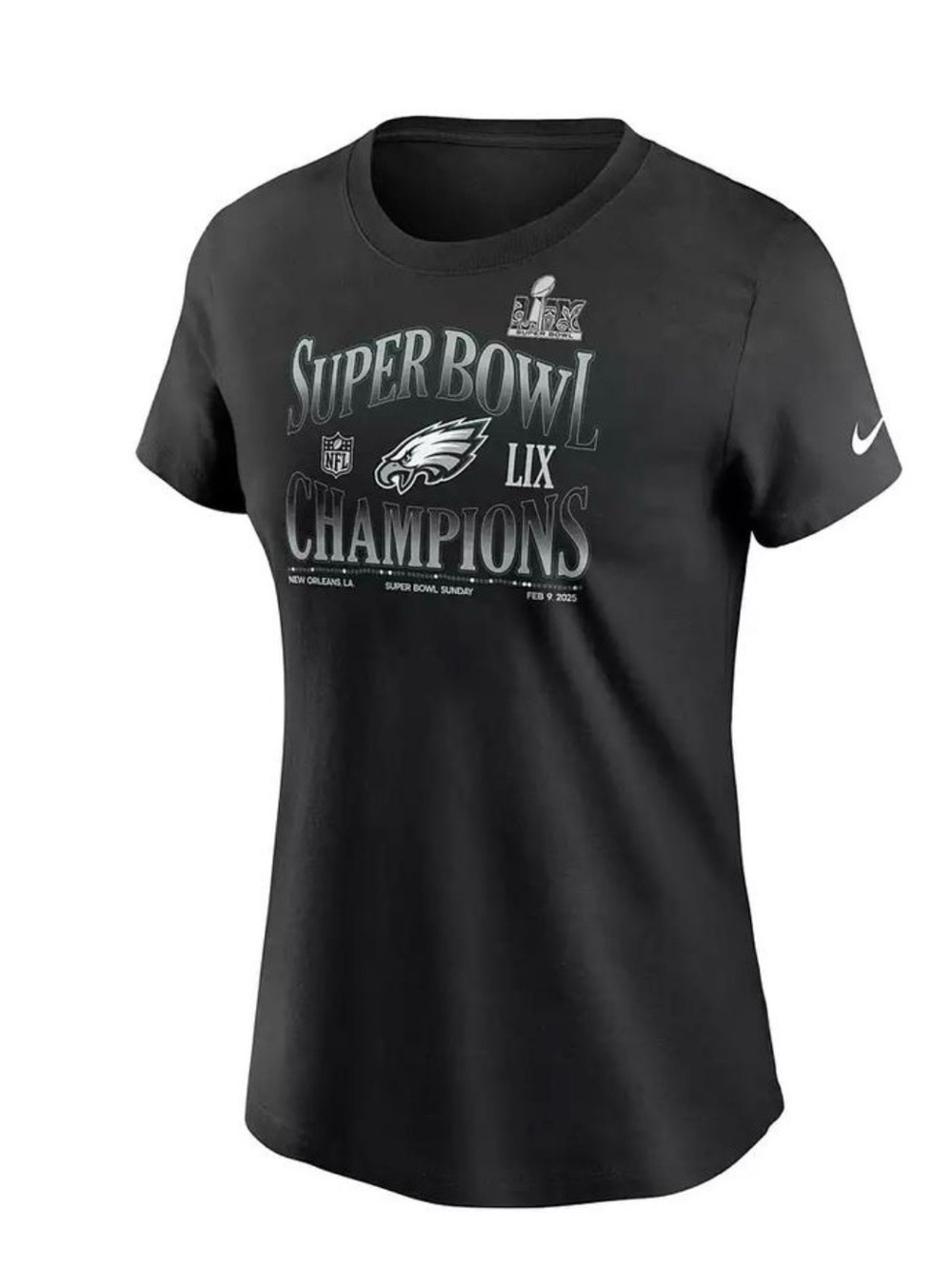 Nike Eagles Super Bowl LIX Champions Womens XL 90s T-Shirt Black Super Bowl 59